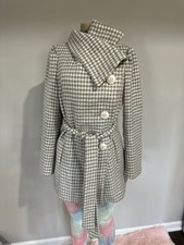 Wool Coat Size Medium Made With Love Gray White Checkered Love Stitch Peacoat