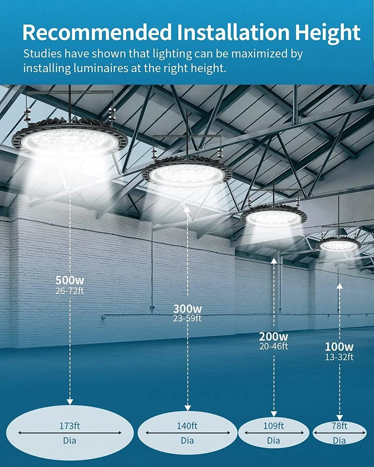 UFO LED Hallenbeleuchtung 50-500W Hallenleuchte High bay Hallenstrahler Lampe - Bild 3 von 4