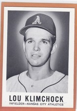 1960 LEAF BASEBALL LOU KLIMCHOCK ROOKIE #116 KANSAS CITY A'S EXMT/NM *96953