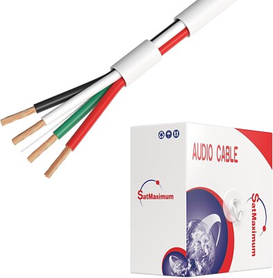 16AWG 4-Conductor CL2 Rated Speaker Wire 16/4 Audio Cable 100ft/250ft/500ft CCA