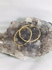 14K Solid Yellow Gold Endless Hoop Earrings Fancy Wire Around The Polished Hoop