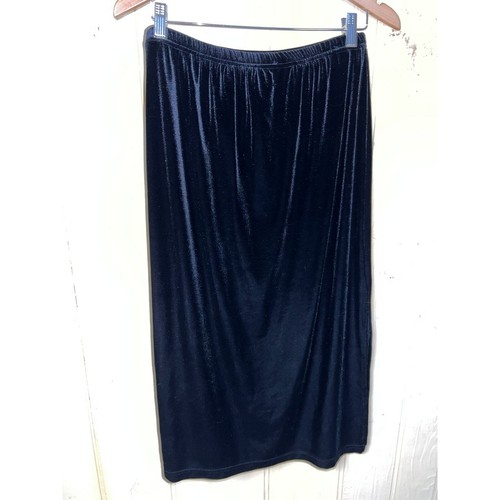 Samt Midirock Damen groß zierlich schwarz luxuriös Pull-On sexy Schlitz LP 12P 14P - Bild 7 von 7