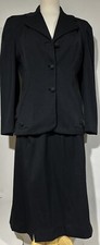 Stunning Vintage 1940 50 Tailored Black Wool Jacket Skirt Suit Women  s Size S 38