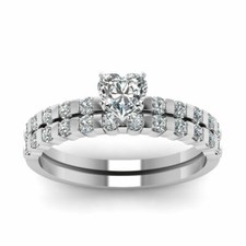 2.30Ct White Heart Cut CZ Wedding Anniversary Ring Set In 925 Sterling Silver