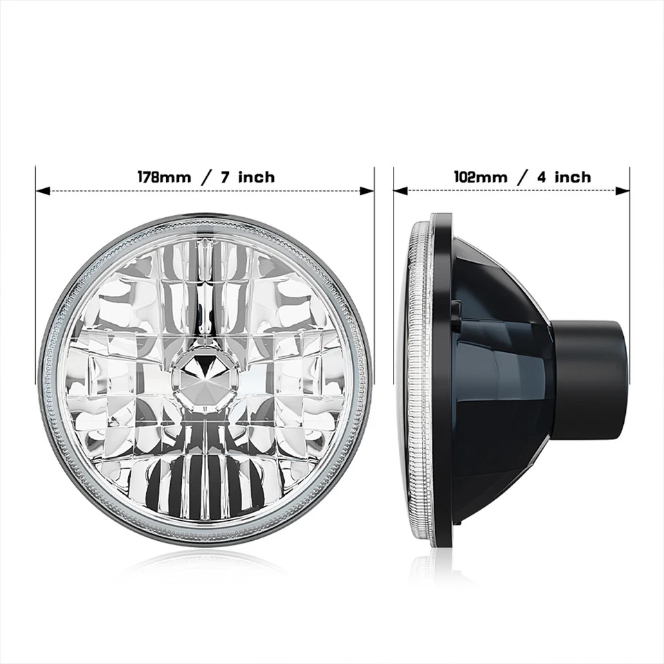 Par de bombillas de faros transparentes corte diamante LED 12V de 7" H4 12 voltios Foto 3 de 4