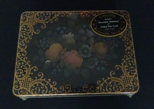 Vtg 1985 USPS Collectible Metal Box Tin Stationary Note Cards Set Factory Sealed - Picture 7 of 9