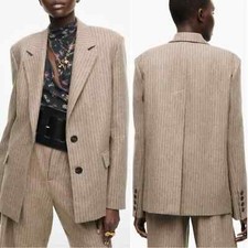 Zara pinstripe limited edition wool blend blazer back slit rare