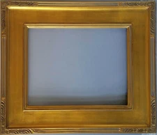 Manon Stylish Antiqued Burnish Gold Wood Frame Red Undertone/Weave Corners 12x16