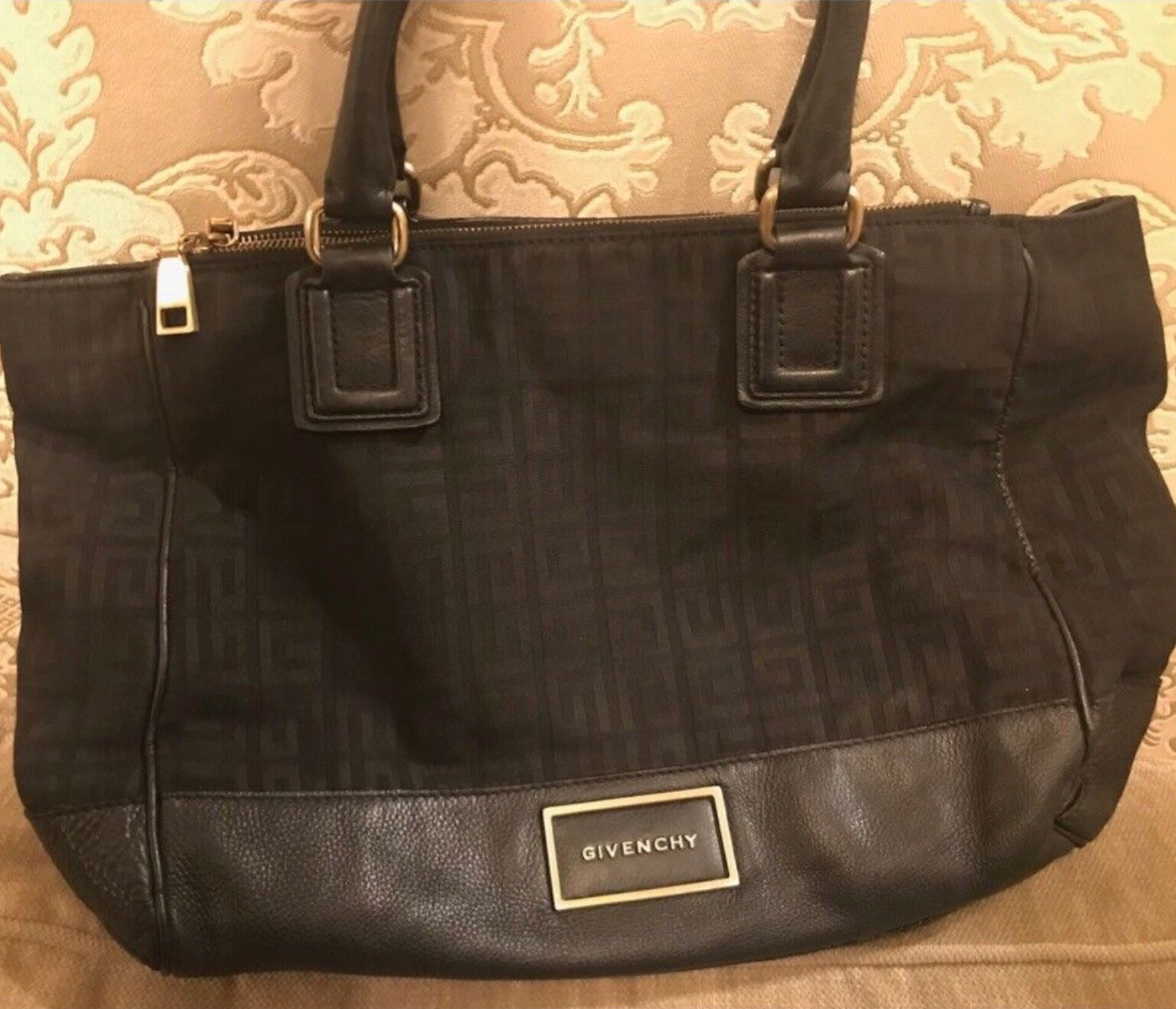 Givenchy Black Monogram Canvas Leather top handles tote Bag eBay