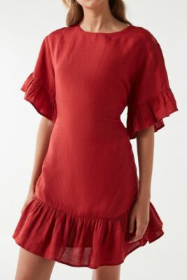Mini Dress Urban Outfitters Suddenly Spring Dress UO Suddenly Spring Red Linen Ruffle Tie Dress Urban Mini Dress Urban Outfitters Suddenly Spring Dress UO Suddenly Spring Red Linen Ruffle Tie Dress Urban