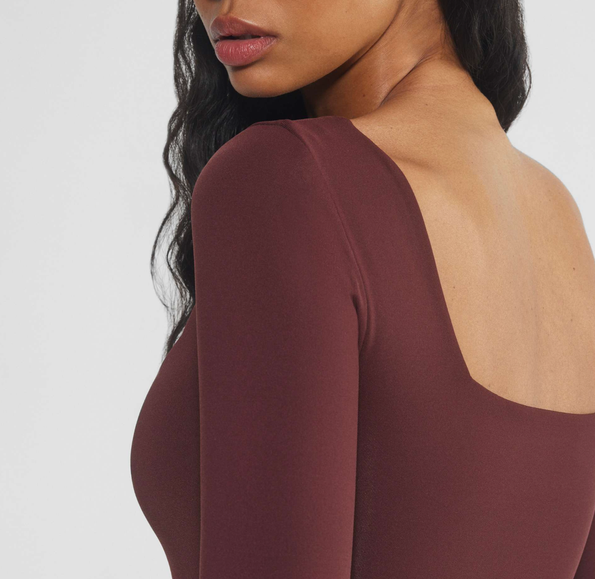 burgundy dress aritzia Aritzia Contour Sumac Burgundy Long Sleeve Square neck Mini Dress Sz M