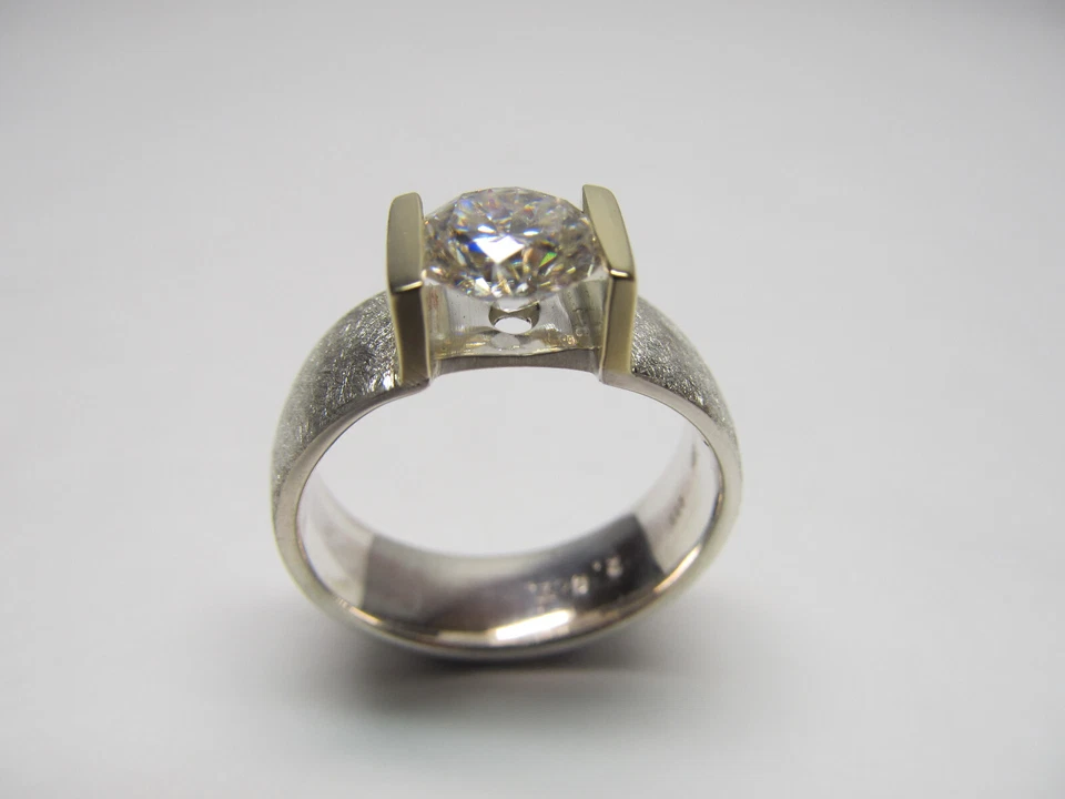 1 Diamant Ring 2,0 Carat im Labor hergestellt Moissanit   585 Gold 925 Silber - Bild 3 von 4