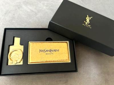 Yves Saint Laurent 化粧ボックス ミラー付き YVES SAINT LAURENT PARFUMS Black Suede Travel Jewels Cosmetic Box