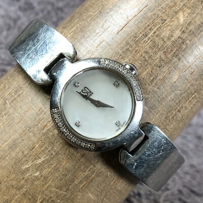 ESQ Movado Women E5318 Dress Diamond Accent Silver Tone Quartz 25mm Watch 7 1/4