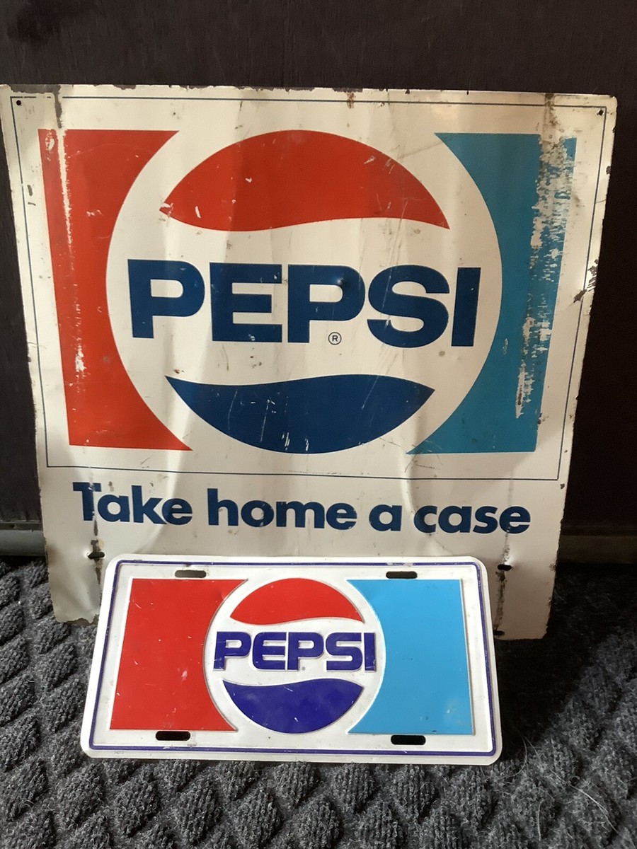 VINTAGE PEPSI COLA METAL SIGN TAKE HOME PEPSI STORE BOTTLE DISPLAY