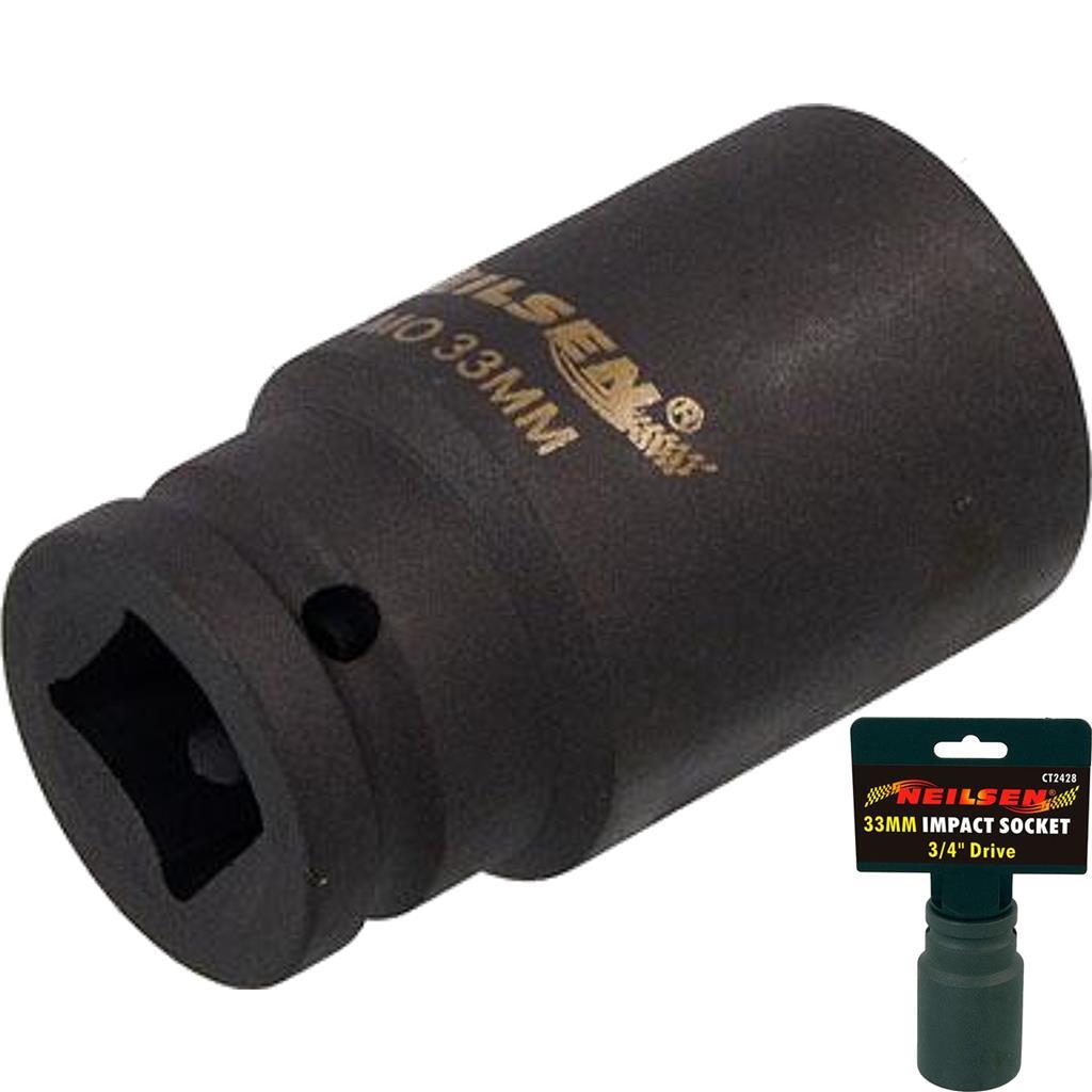 Neilsen 3/4"" Drive Standard Deep Square Metric Single Impact Socket 33mm