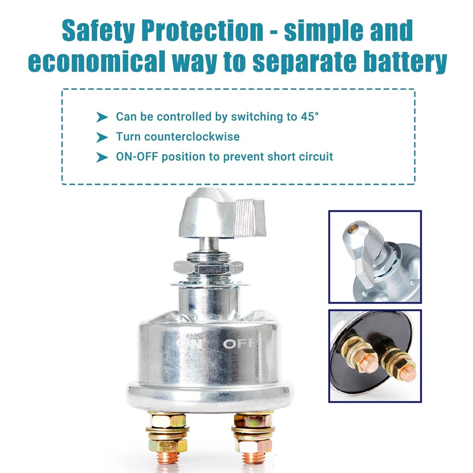 Interruptor de desconexión de batería maestro 12V 2 postes SPST Kill Cut-Off Nascar Marine EE. UU. Foto 4 de 4