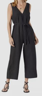 Joie Women's Black Brier Linen Jumpsuit Size S