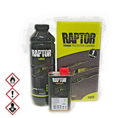 (37,86 /L)UPOL RAPTOR 948ml U-Pol Transportflächen Beschichtung Schwarz + Härter