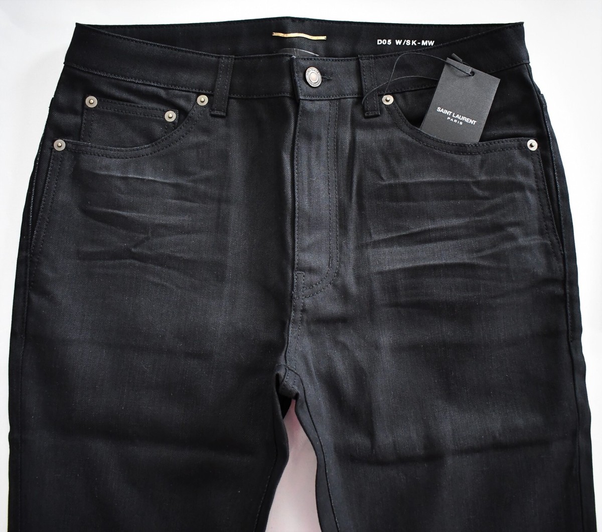 🆕️ SAINT LAURENT Paris D05 W/SK-MW Black SKINNY MEDIUM 🆕️ SAINT LAURENT Paris D05 W/SK-MW Black SKINNY MEDIUM