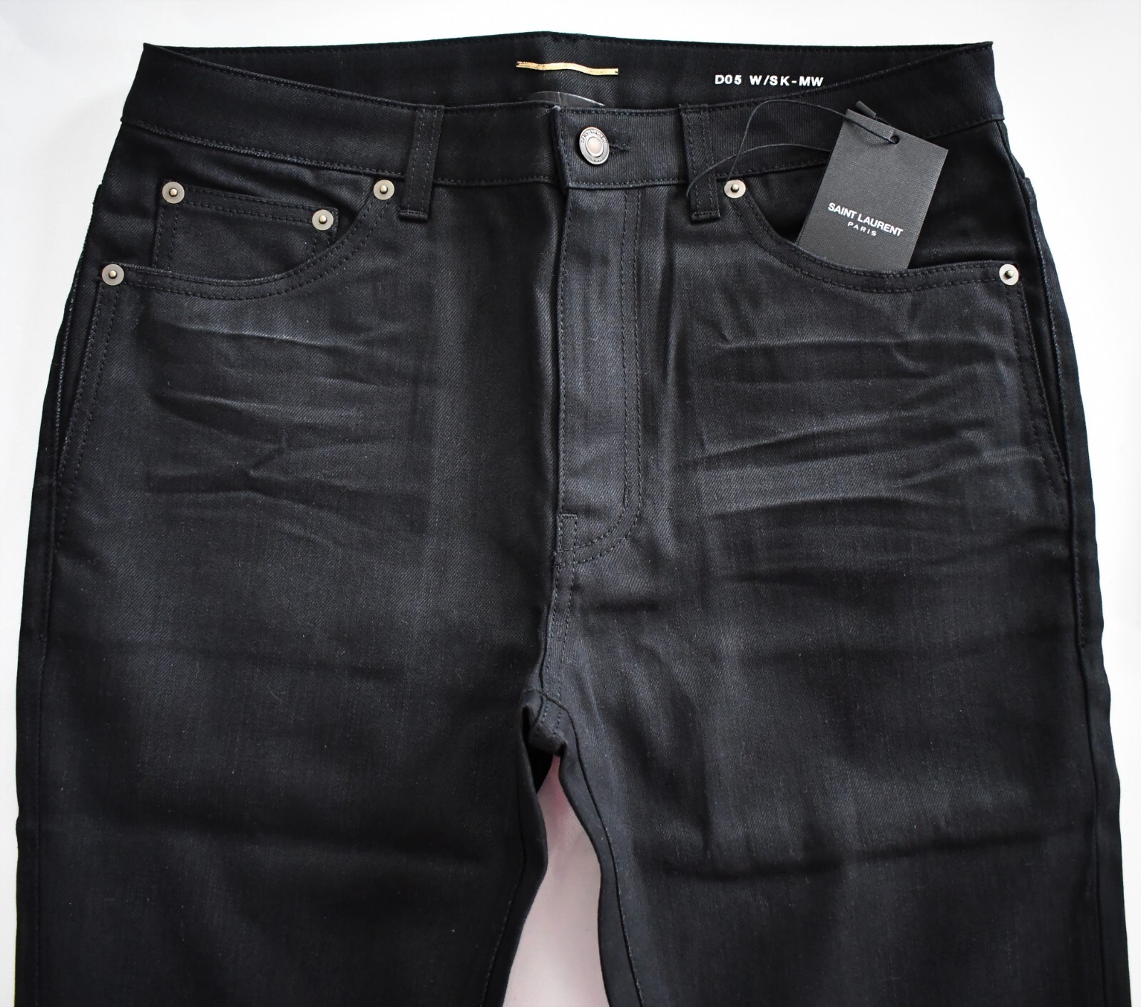 ️ SAINT LAURENT Paris D05 con SK MW Jeans neri skinny taglia media 34