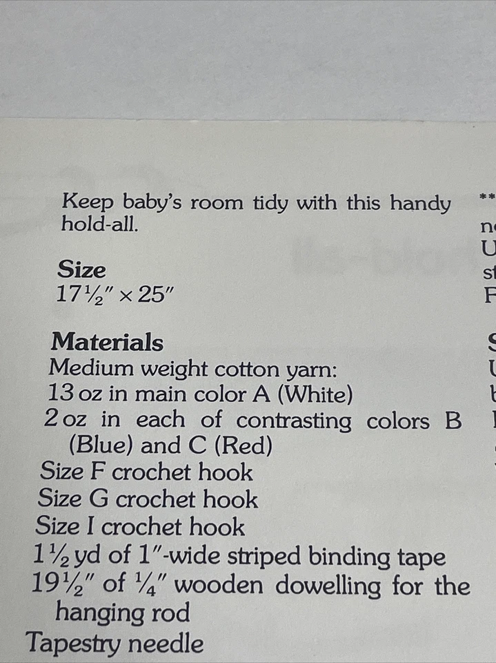 Baby's Hanging Hold All Organizer Crochet Pattern Marshall Cavendish - Image 3 of 4