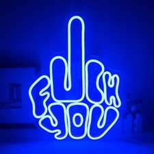 Letters Gesture Neon Signs for Wall Blue 15.7 x 11.8 inches, B-blue finger