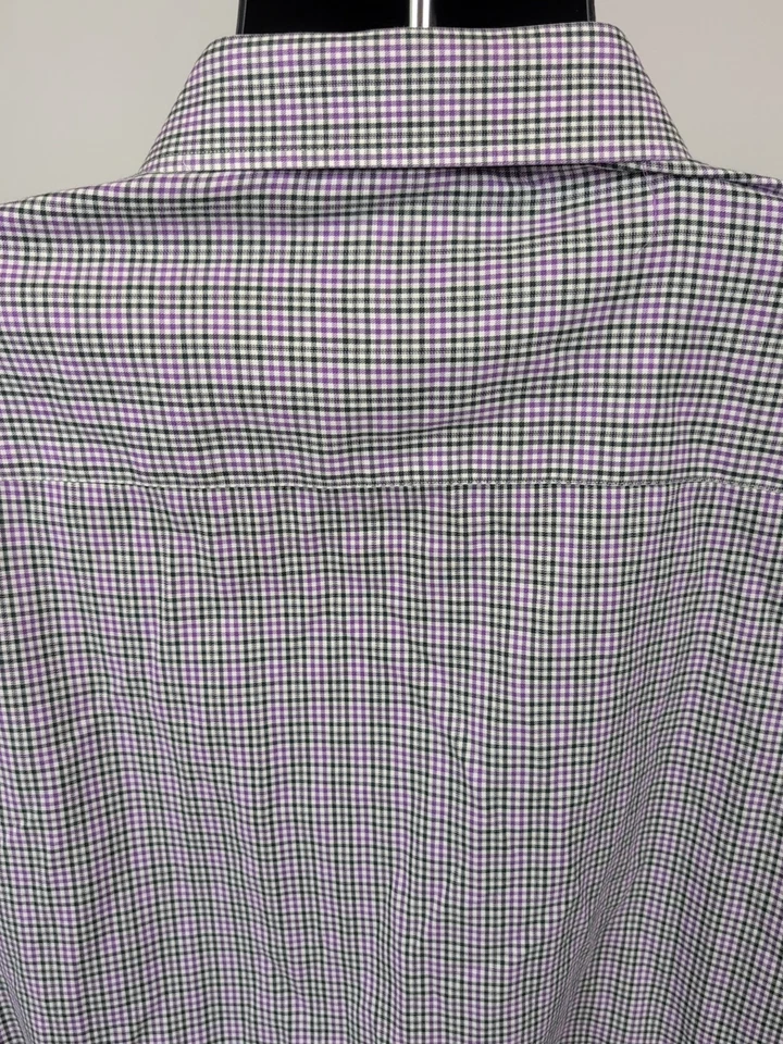 Рубашка на пуговицах Tailorbyrd мужская размер 4XB фиолетовая черная клетчатая клетчатая клетчатая клетчатая с откидными манжетами - Изображение 4 из 4