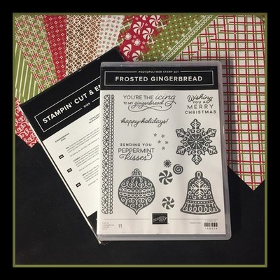 Stampin Up! FROSTED GINGERBREAD Stamps, DIES & G'BREAD & PEPPERMINT DSP #4822