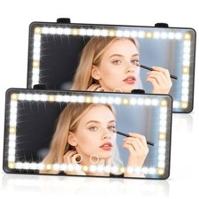 Car Sun Visor Vanity Mirror - Rechargeable Makeup Mirror with 60 2PCS Black