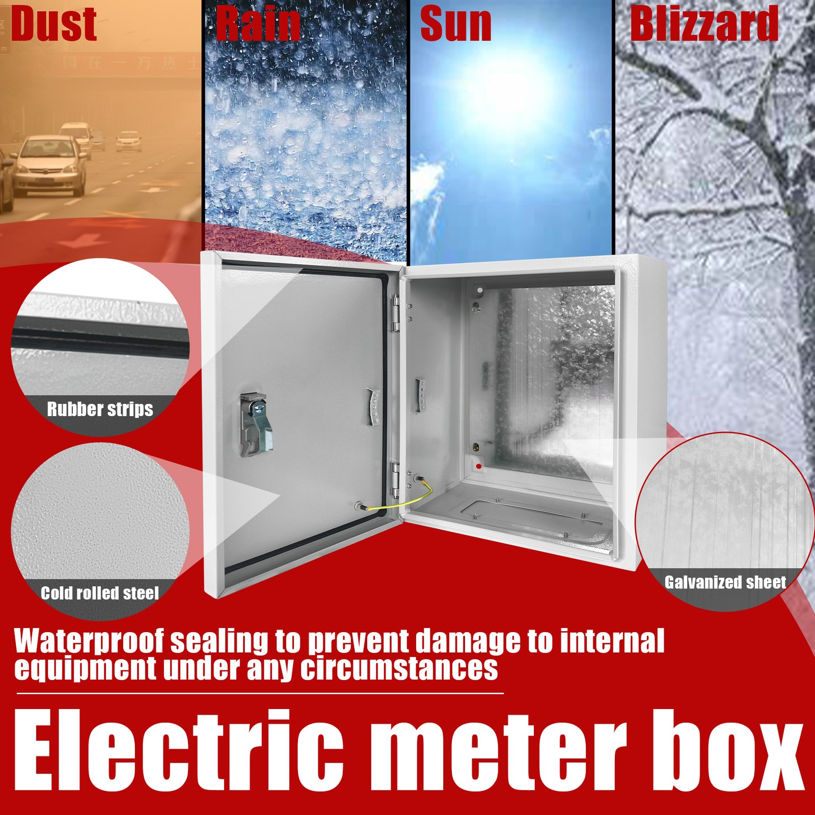 12'' 16'' 20'' Steel Electrical Enclosure IP65 Wall Mount Junction Box Outdoor