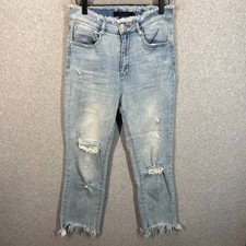 Risen Los Angeles Low Rise Frayed Hem Waist Womens 27/5 RDP1255 Light Wash