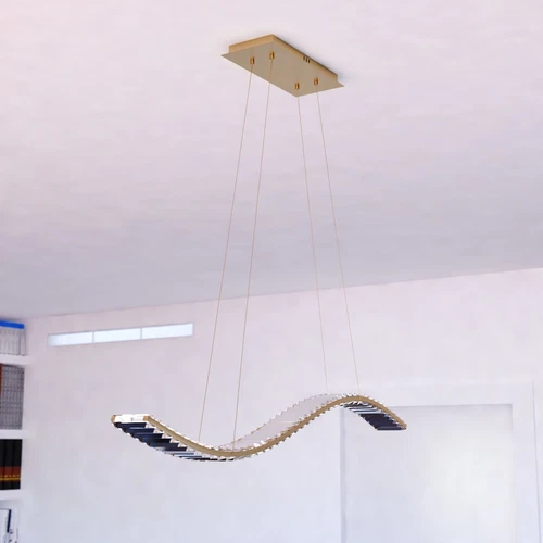 Edgewater 37.5-in. W LED Linear Chandelier Gilded Brass - Picture 4 of 6