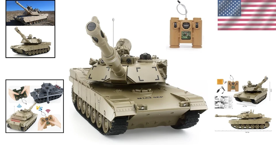 Tanque militar RC apto para niños - escala 1:28, torreta de 330 grados y efectos reales Foto 2 de 4