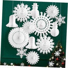 13PCS Paper Snowflake Decorations Snowflakes Hanging Decoration Christmas White