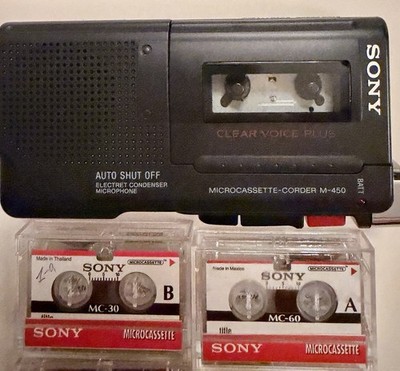 Sony M-450 Microcassette Recorder / Diktiergerät mit 4 Microcassetten