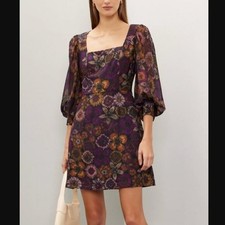 Slate & Willow Dress Dark Florals Mini Bishop Sleeves Square Neck Cocktail