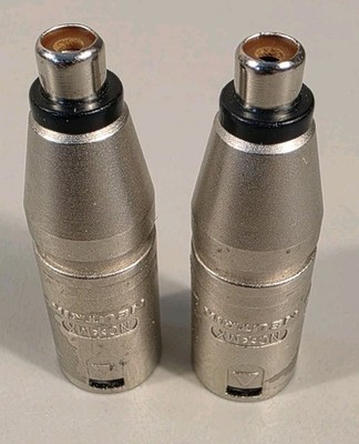 (2) Two Genuine NEUTRIK NA2MPMF - 3 Pin XLR Male to RCA Female Phono Adapter