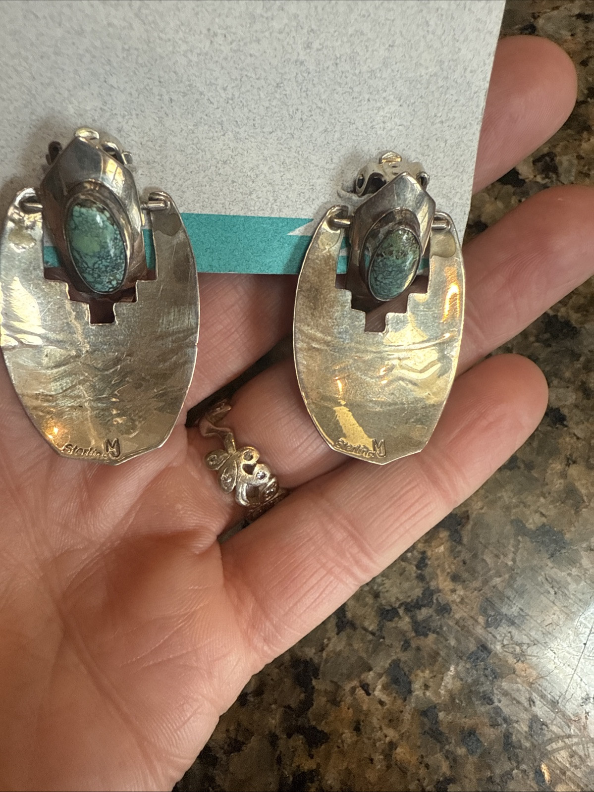 Native Sterling Silver Button Earrings Malachite … - image 5