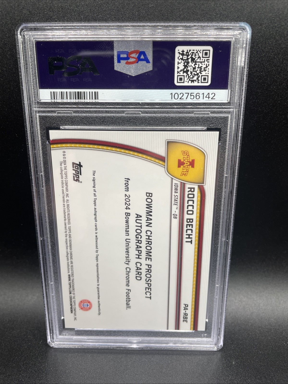 2024 Bowman U Chrome Football Rocco Becht Orange Refractor /25 Auto PSA 10 view 2