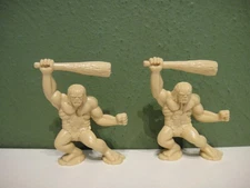 Lot of 2 Timmee Tim Mee Toys Tan Plastic 2" Cavemen Prehistoric Playset Figures