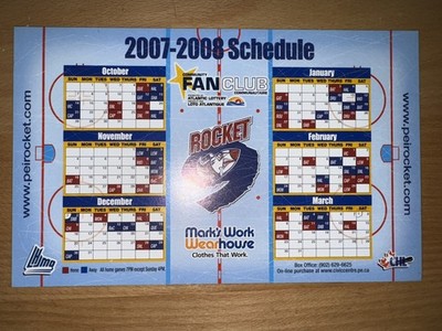 2007-08 PEI ROCKET QMJHL HOCKEY MAGNET SCHEDULE MARK'S WORK WEARHOUSE