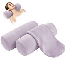 2 PCS Velvet Neck Roll Pillow Cover with Zipper, 16" x 6" Ultra-Soft Bolster ...