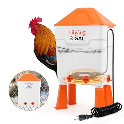  Heated Chicken Waterer 3 Gallon, Efficient and   Reliable Chicken Water 
