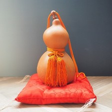 Ancienne sculpture art populaire gourde japonaise Hyotan porte-bonheur rétro ...