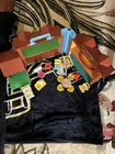 Vintage 1985 Fisher Price Little People Brown Tudor House 952 with accessories.