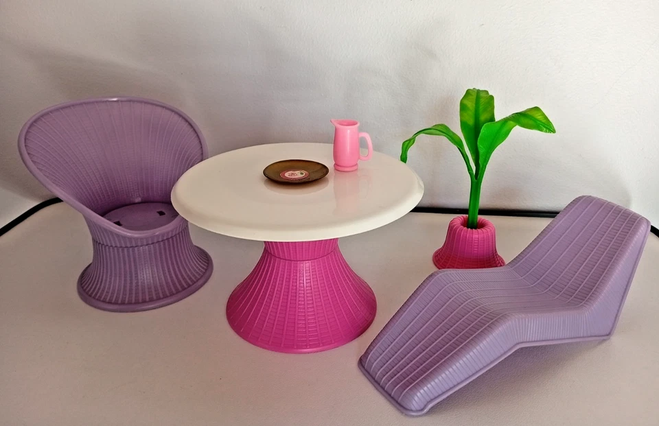 BARBIE VINTAGE Patio Party #7322 Mattel 1987 ARCO accessoire transat chaise paon - Photo 1/4