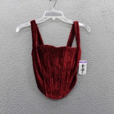 Naked Wardrobe Velvet Ribbed Corset Top Red Wine XS Goth NEW