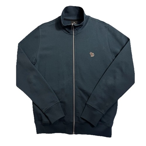 Paul Smith türkis durchgehender Reißverschluss 100 % Bio-Baumwolle Regenbogen Zebra Trainingsjacke Herren M