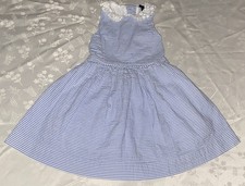 Polo Ralph Lauren Girls Cotton Blue/White Seersucker Sleeveless Dress 3/3T